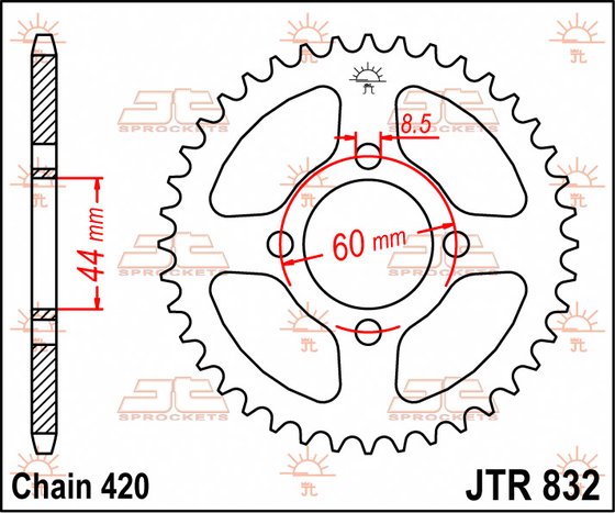 JTR832 JT Sprockets plieninė galinė žvaigždutė