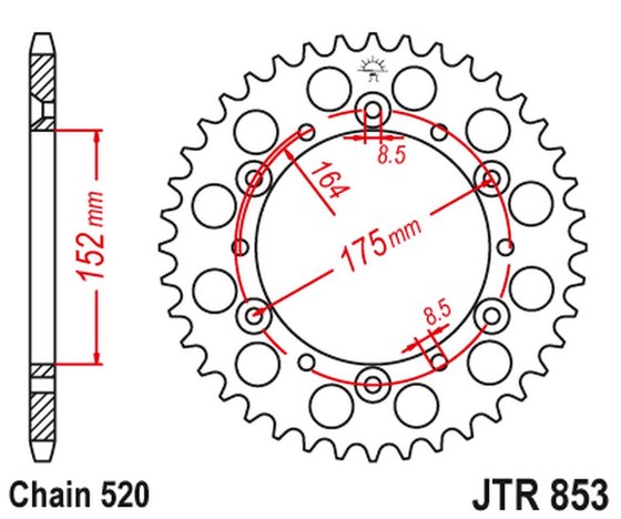 JTA853BLK JT Sprockets "racelite" aliuminio galinė lenktyninė žvaigždutė