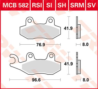 MCB582 TRW universalios organinės standartinės stabdžių trinkelės