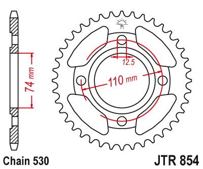 JTR854 JT Sprockets plieninė galinė žvaigždutė