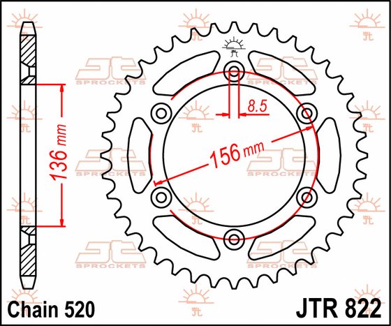 JTR822 JT Sprockets plieninė galinė žvaigždutė