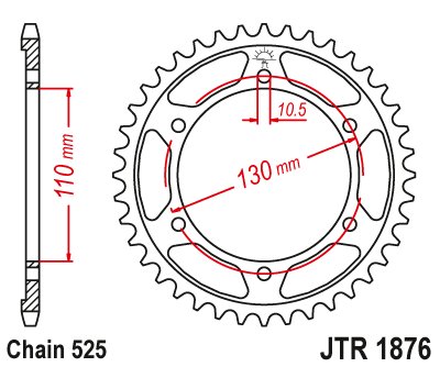 JTR1876 JT Sprockets plieninė galinė žvaigždutė