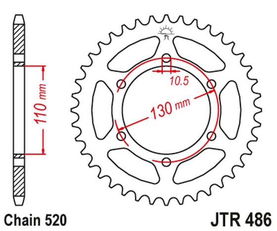 JTR486.43ZBK JT Sprockets galinė atsarginė žvaigždutė - 43 dantys, 520 žingsnių, juoda