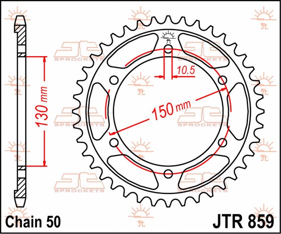 JTR859 JT Sprockets plieninė galinė žvaigždutė