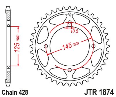 JTR1874 JT Sprockets plieninė galinė žvaigždutė