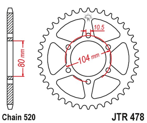 JTR478.46ZBK JT Sprockets lengvoji galinė žvaigždutė - 46 dantys, 520 žingsnių, juoda