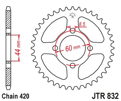 JTR832 JT Sprockets plieninė galinė žvaigždutė