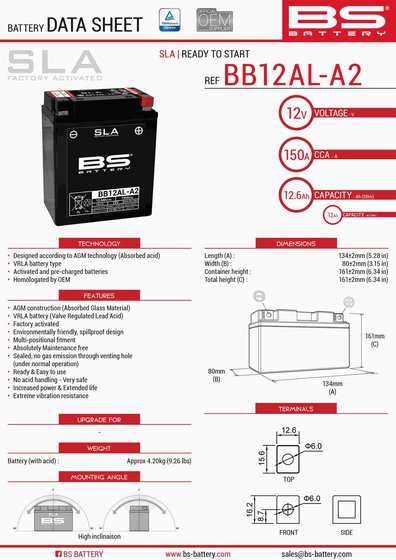 300837 BS BATTERY sla 12v 150 a akumuliatorius