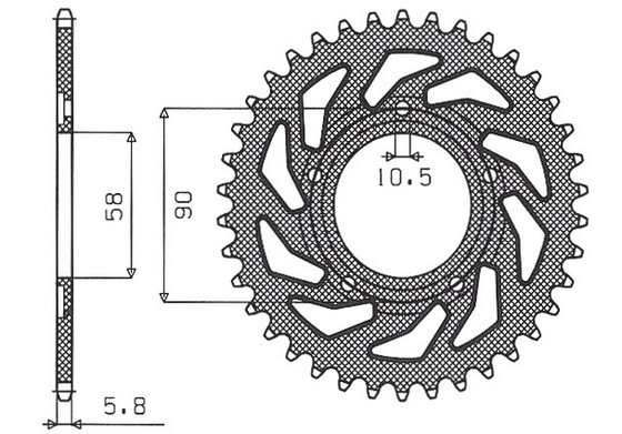 1-3085-36 SUNSTAR SPROCKETS galinė plieninė žvaigždutė - 36 dantys, 520 žingsnių