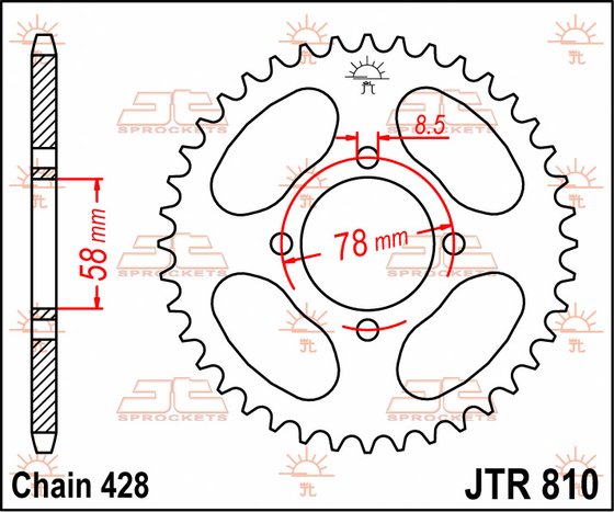 81042JT JT Sprockets galinė žvaigždutė 42 danties žingsnis 428 jtr81042