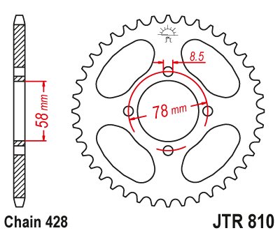 81042JT JT Sprockets galinė žvaigždutė 42 danties žingsnis 428 jtr81042