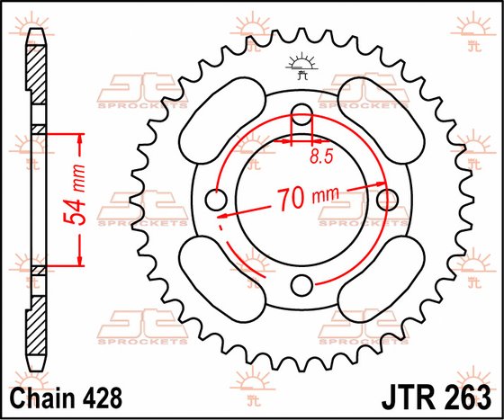 JTR263 JT Sprockets plieninė galinė žvaigždutė