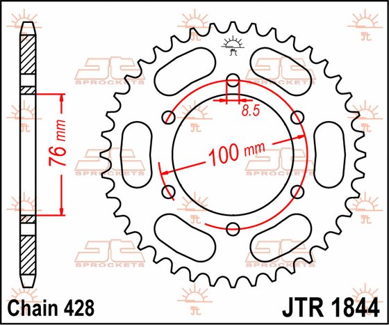 JTR1844 JT Sprockets plieninė galinė žvaigždutė