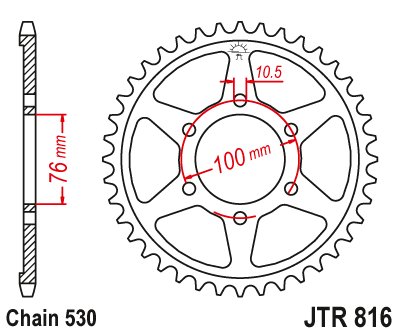 JTR816 JT Sprockets plieninė galinė žvaigždutė