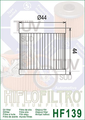 HF139 Hiflofiltro alyvos filtras