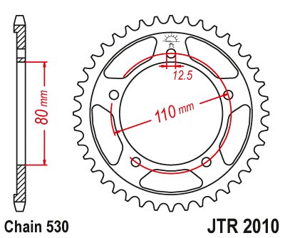 JTR2010 JT Sprockets plieninė galinė žvaigždutė