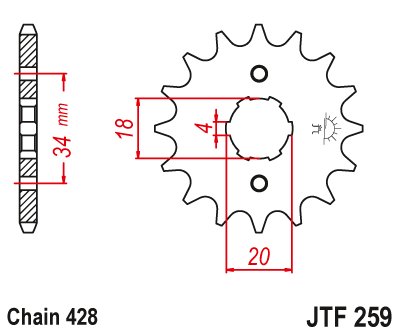 JTF259 JT Sprockets plieninė priekinė žvaigždutė