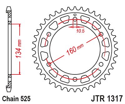 JTR1317 JT Sprockets plieninė galinė žvaigždutė