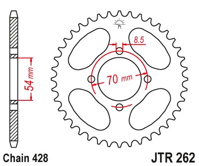 JTR262 JT Sprockets plieninė galinė žvaigždutė