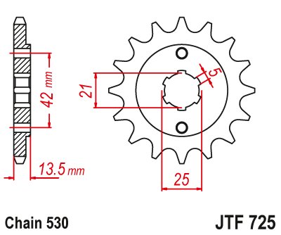 JTF725 JT Sprockets plieninė priekinė žvaigždutė