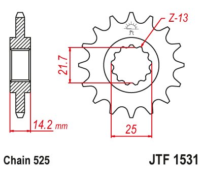 JTF1531 JT Sprockets plieninė priekinė žvaigždutė