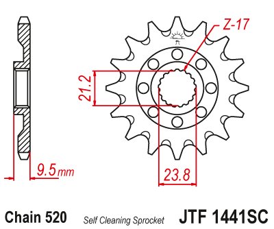 JTF1441SC JT Sprockets lengva savaime išsivalanti priekinė žvaigždutė