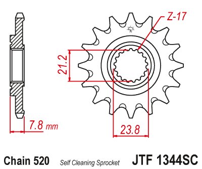 JTF1344SC JT Sprockets lengva savaime išsivalanti priekinė žvaigždutė