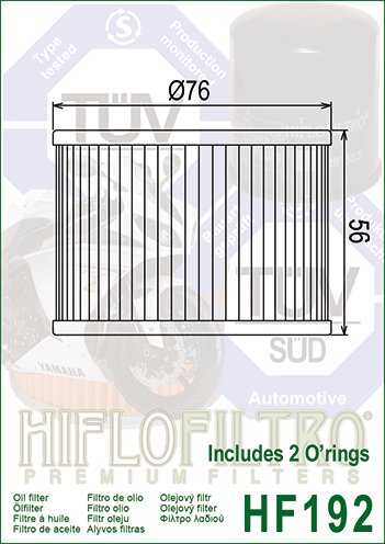 20-HF192 Hiflofiltro "hiflo" alyvos filtras hf192