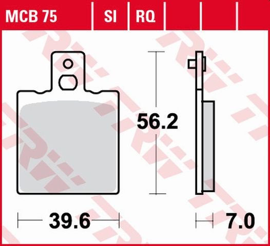 MCB75 TRW universalios organinės standartinės stabdžių trinkelės