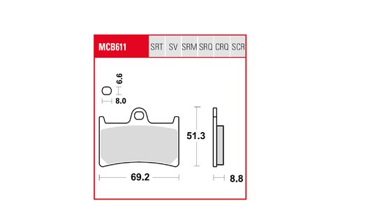 MCB611TRQ TRW sukepinto metalo stabdžių trinkelės