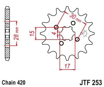 25515JT JT Sprockets priekinė žvaigždutė 15 dantukų žingsnis 420 jtf25315