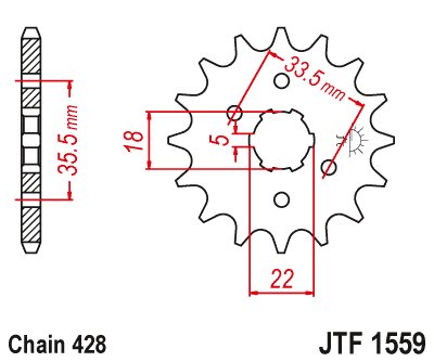 JTF1559 JT Sprockets plieninė priekinė žvaigždutė