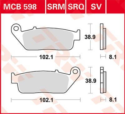 MCB598 TRW universalios organinės standartinės stabdžių trinkelės