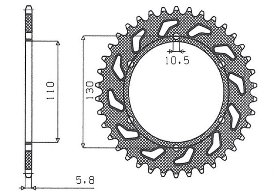 1-3471-42 SUNSTAR SPROCKETS galinė plieninė žvaigždutė - 42 dantys, 520 žingsnių