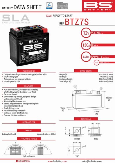 300635 BS BATTERY btz7s sla akumuliatorius