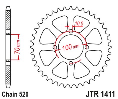 JTR1411 JT Sprockets plieninė galinė žvaigždutė