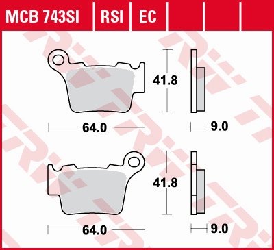 MCB743EC TRW organinės bekelės stabdžių trinkelės