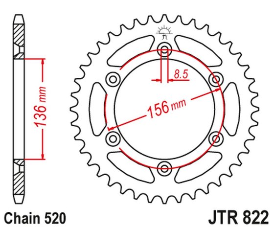 JTA822BLK JT Sprockets "racelite" aliuminio galinė lenktyninė žvaigždutė