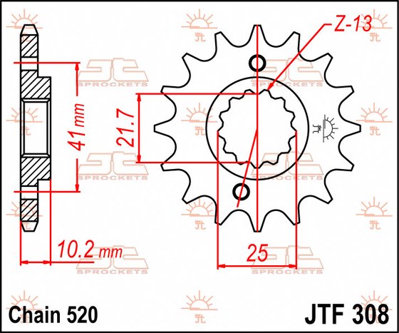 JTF308 JT Sprockets plieninė priekinė žvaigždutė