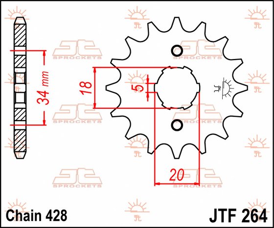 JTF264 JT Sprockets plieninė priekinė žvaigždutė