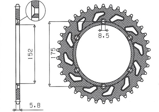 1-3685-48 SUNSTAR SPROCKETS galinė plieninė žvaigždutė - 48 dantys, 520 žingsnių