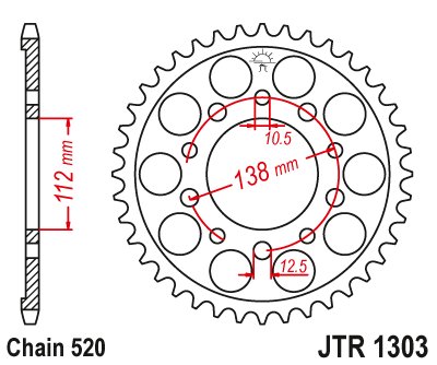 JTR1303 JT Sprockets plieninė galinė žvaigždutė