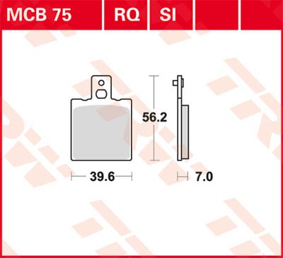 MCB75 TRW universalios organinės standartinės stabdžių trinkelės