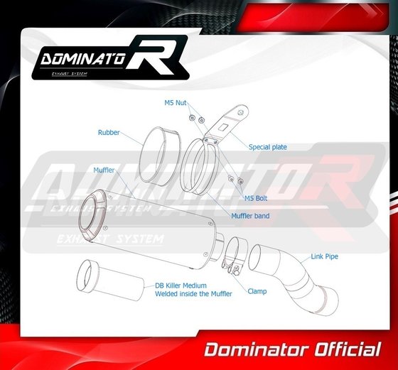 KA072DCBL-H Dominator eu approved exhaust gp black