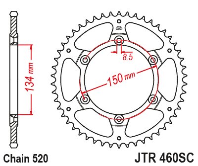 48949JTSC JT Sprockets galinė žvaigždutė 49 danties žingsnis 520 jtr46049