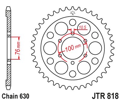 JTR818 JT Sprockets plieninė galinė žvaigždutė