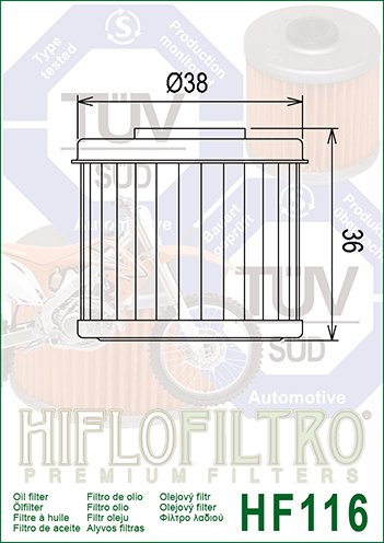 HF116 Hiflofiltro alyvos filtras