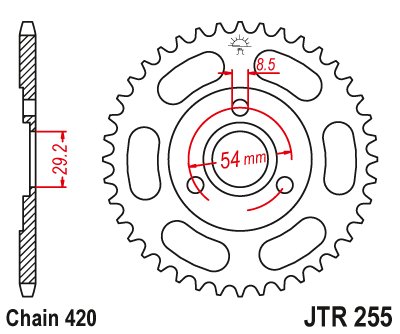 JTR255 JT Sprockets plieninė galinė žvaigždutė