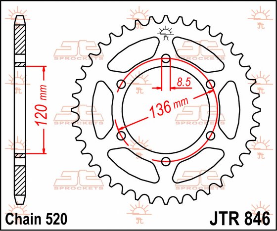 JTR846 JT Sprockets plieninė galinė žvaigždutė