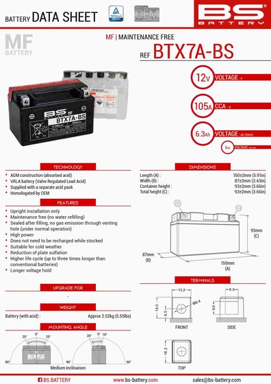 300619 BS BATTERY btx7a-bs akumuliatorius